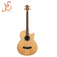 Guitare basse acoustique électrique sans frettes à 4 cordes, design cutaway