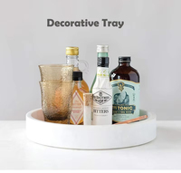 Plateau de courtoisie rond en marbre naturel pour salle de bain Bijoux en marbre Savon Parfum Plateaux décoratifs