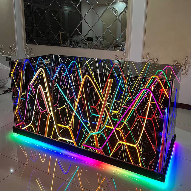 LiqVis Compact Easy to Move Custom Logo Lighted Table with Color Changing Effects Led Neon Light DJ Booth for Club Party Shows