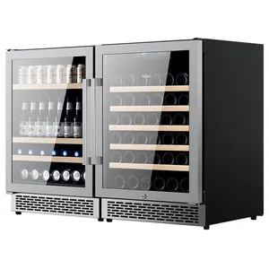 Edelstahl Vintage Drink Combo Mini Bar Dual Zone Wein Getränke Kühlschrank unter Theke Wein kühler