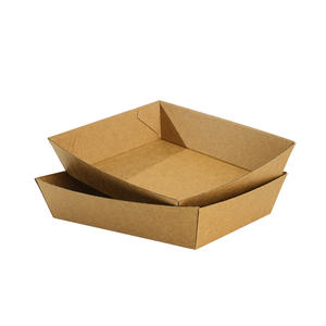 Voedselveilige verpakking, stevige wegwerp voedselbak, puur wit papieren bootvormige bak - Product Image 3