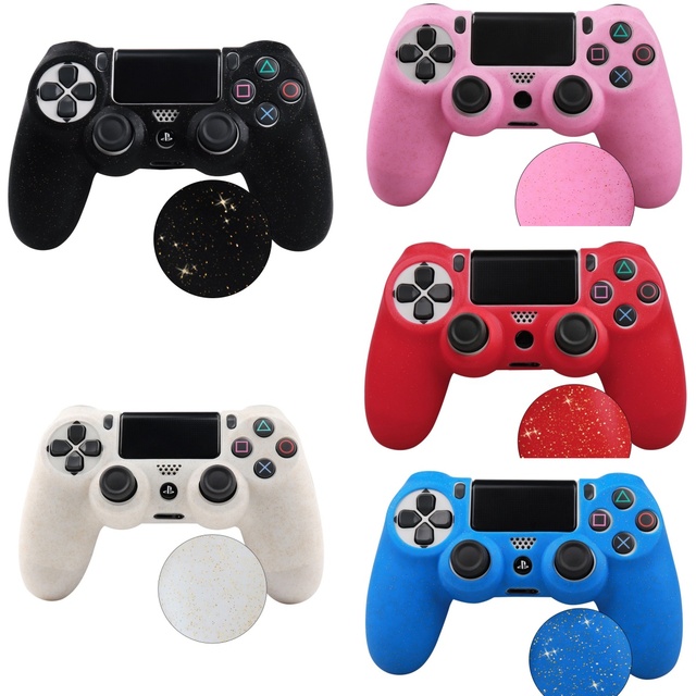 Bling Glitter Powder PS4 Controller Case Soft Silicone Anti Scratch Sweatproof Sparkle Protective Skin for PS4 Wireless Gamepad