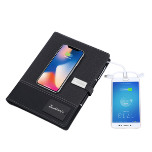 Bloc-notes personnalisé A5 avec batterie externe 8000 mAh et support de <span class=keywords><strong>téléphone</strong></span>, couverture rigide en cuir PU, cadeau, fournitures de bureau pour la promotion de l'entreprise - Product Image 1