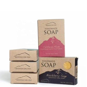 Scatola di carta Kraft marrone di alta qualità sapone fatto in casa confezione regalo con finestra in rilievo e tipo di cartelle laminate opache - Product Image 2