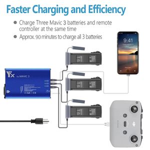 Mavic Pengisi Daya Baterai Drone Flight <span class=keywords><strong>3</strong></span>, Hub Pengisian Cepat Pintar untuk DJI Mavic <span class=keywords><strong>3</strong></span> Aksesori - Product Image 6