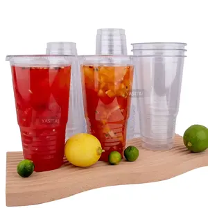 New model PET transparent 32oz 1000ml plastic cups for bubble tea with lids