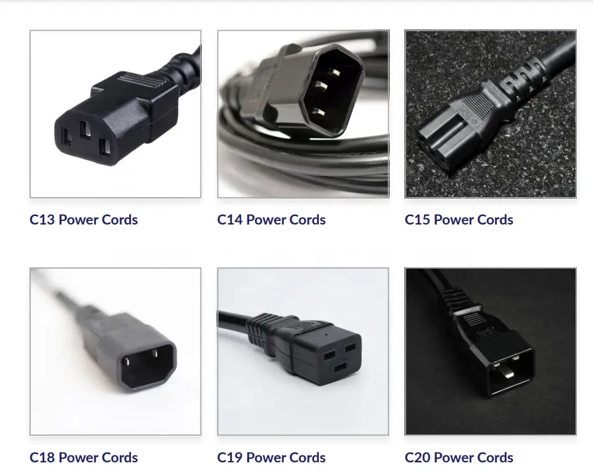 Factory Custom 1/2/3Meter 12AWG 2.5mmsq PSU PDU AC Power Cord 240V C13 C14 Power Cable C19 to C20