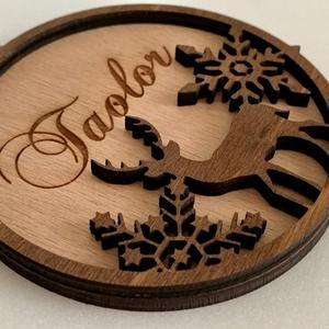 Artesanías de Navidad Decoración Árbol de Navidad Elk Colgante de doble capa Nombre de una pieza personalizado - Product Image 1