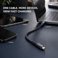 Câble de charge rapide USB C vers USB C 60W 3A PD, tressé en nylon, connecteur en alliage de zinc, fournisseur OEM en gros
