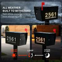 Boîte aux lettres solaire LED personnalisée en métal, grande capacité, avec serrure, montage au sol, numéros d'adresse lumineux