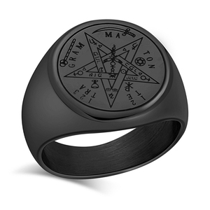 Anello Personalizzato Retrò Vichingo da Uomo, Anello Magico Wahyeh con Pentagramma Benedetto, Amuleto Talismano in Acciaio Inossidabile per Uso Quotidiano, per Uomini e Donne - Product Image 3