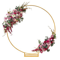 Arche de mariage circulaire de luxe en fer doré, support de fond, fournitures de fête, décoration de scène pour événements extérieurs, professionnel