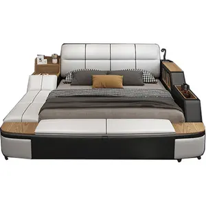 Fashional multi-functionele smart leer of stof bed met opslag massage moderne ontwerp op koop groothandel prijs slaapkamer