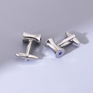 Boutons de manchette français <span class=keywords><strong>pour</strong></span> hommes en acier inoxydable, boutons de manchette <span class=keywords><strong>pour</strong></span> enfants avec cristal bleu, réunion de bureau formelle, cadeau de luxe, boutons de manchette originaux - Product Image 3