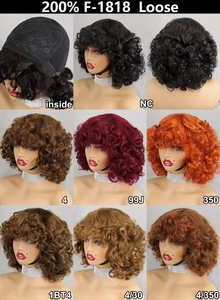 Letsfly Wholesale วิกผมบ๊อบสั้นแบบลอนหลวม 200% พร้อมหน้าม้าสำหรับผู้หญิง ผมแท้บราซิล Remy วิกทำด้วยเครื่องจักรเต็มรูปแบบพร้อมหน้าม้า - Product Image 3