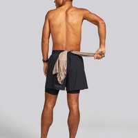 Pantalones Cortos Deportivos para Hombre, de Cintura Alta, con Forro, Negros, con Abertura Lateral, para Correr