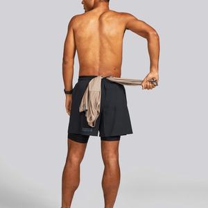 Pantalones Cortos Deportivos para Hombre, de Cintura Alta, con Forro, Negros, con Abertura Lateral, para Correr - Product Image 6