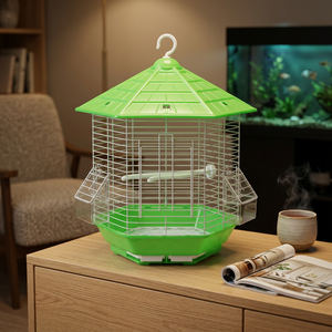 Round Hanging Decor Bird Cage Rust Proof Wire <b>Mesh</b> Indoor Outdoor Canary Display Cage - Product Image 2