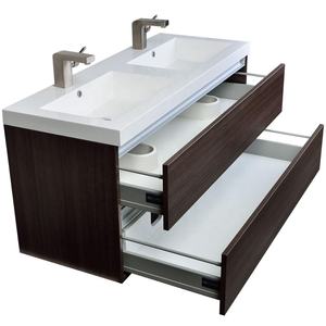 Europa 72 Pulgadas de ancho <span class=keywords><strong>Espresso</strong></span> mancha doble fregadero de madera maciza tocador de baño con estantes de toallas - Product Image 5