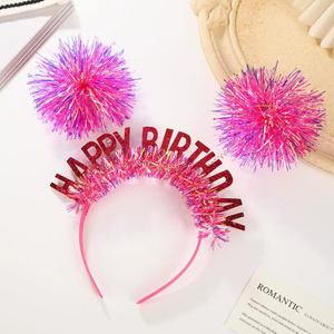 Diadema <span class=keywords><strong>de</strong></span> <span class=keywords><strong>Pelo</strong></span> con Bola <span class=keywords><strong>de</strong></span> <span class=keywords><strong>Pelo</strong></span> <span class=keywords><strong>de</strong></span> Seda Colorida Estilo Europeo y Americano para Niños, Accesorios para el Cabello para Fiestas <span class=keywords><strong>de</strong></span> Cumpleaños - Product Image 4