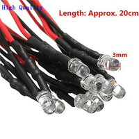 Câble support de lumière LED, 20cm, émetteur Diode lumineuse, pré-câblé, transparent, couleur au choix, 3mm, 5mm, 10mm, 8mm, DC 24V, 12V, 12V, DC