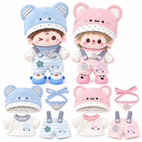 Vêtements de poupée en coton personnalisés de 10 cm et 20 cm, ensemble de remplacement de tenue avec chapeau à oreilles d'ours mignonnes pour poupée en peluche