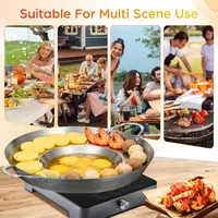 Wajan Penggorengan Stainless Steel Datar Bulat Anti Lengket, Wok Masak Rumah Tangga, Panci Masak untuk Outdoor Camping BBQ, Penggorengan Makanan, Panci Penggorengan Datar