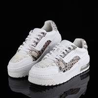 Baskets plateforme en cuir de crocodile blanc 100 %, bout rond, à lacets, semelle épaisse, chaussures décontractées toutes saisons