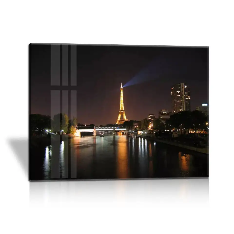 Modern Wall Decor Art Paris torre Eiffel City Scenery HD Photo Picture acrilico UV Prints Glass Painting