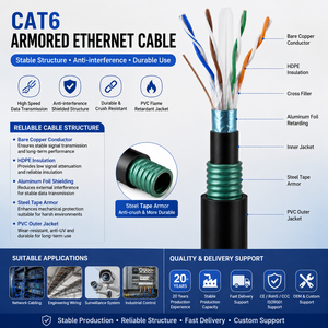 <span class=keywords><strong>Cable</strong></span> Ethernet blindado Cat6 sólido de 8 conductores para instalación de red en exteriores con enterramiento directo y conductor de cobre blindado - Product Image 2