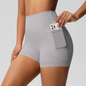 Shorts de Yoga de Cintura Alta con Efecto Levanta Glúteos para Mujer, con Bolsillo para Teléfono Móvil, Ajuste Delgado, Elásticos, para Entrenamiento Deportivo y Ropa Deportiva Activa - Product Image 1
