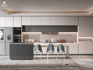 Armoires de cuisine modernes en gros avec finition grain de bois <span class=keywords><strong>et</strong></span> espace intégré pour appareils électroménagers, pour villas résidentielles, utilisation mondiale, OEM - Product Image 6
