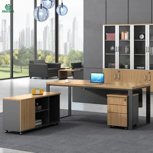 Grosir meja tulis sederhana-Bess Meja Kantor Foshan, Meja Eksekutif Bos dengan Kabinet Bergerak Sederhana Meja Staf