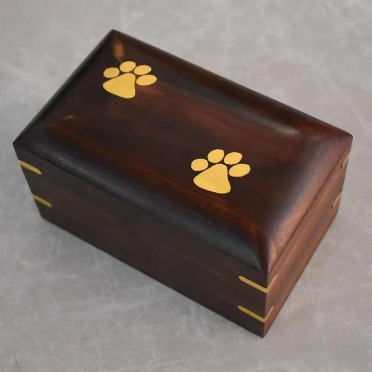 Surepawzy Handmade Eco-Friendly Solid Wood Pet Urn Coffin Box for Dog Cat Ashes Memorial Supplies