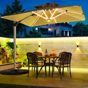 Sombrilla Excéntrica Grande Impermeable Para Exteriores Uplion de Aluminio con Luz LED y Panel Solar Para Jardín y <span class=keywords><strong>Patio</strong></span> - Product Image 3