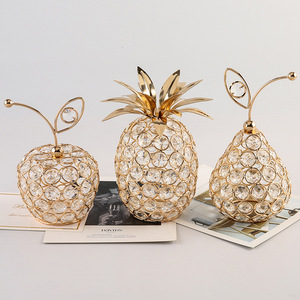 New Creative Crystal Apple Snow Pear Pineapple Shape Home Decoration <b>Ornaments</b> Nordic Luxury <b>Wedding</b> Fruit Crafts Tabletop - Product Image 1