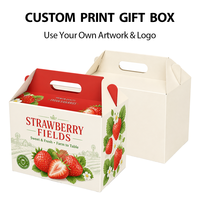 Boîte cadeau personnalisée imprimée fraises, boîtes télescopiques recyclables finition mate avec poignée, emballage pour fruits frais et produits agricoles
