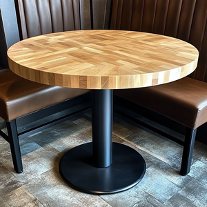 Mesas de madera maciza de arce para restaurante y tocador Acabado UV Bloque de carnicero de 36 pulgadas de diámetro de 4 asientos en color natural - Product Image 3