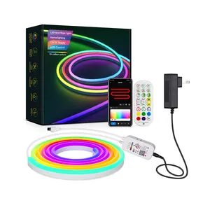 Rgbic Pixel Neon Silicone Soft Tape Flexible 24V 12V Rgb Rope Strip Flex Led Neon Light para dormitorio Gameroom Room Decor