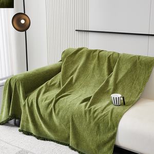 Housse de canapé en chenille haut de gamme antidérapante, couverture intégrale avec rayures/motifs unis pour toutes les saisons - Product Image 3