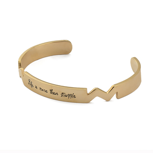 Personnalisé En Acier Inoxydable Bijoux bracelet C Forme Mots Gravés Bracelet D'ouverture - Product Image 2