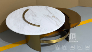 New Arrival Italian Marble <b>Side</b> <b>Table</b> <b>Gold</b> Metal Construction Living Room Coffee <b>Table</b> Double Deck <b>Round</b> Small Coffee <b>Table</b> Doub - Product Image 2