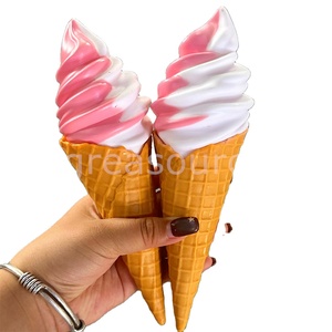 Décoration de scène pour événement sur le thème de la boutique de crème glacée, idéale pour les fêtes sur le campus, modèle alimentaire lumineux DIY rose et mignon de 8,28 pouces, saveur double vanille. - Product Image 1