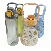 Botella de agua de gran capacidad con diseño de vientre de celebridad de internet, ideal para verano, niños y estudiantes, de alto valor estético, con pajita deportiva y cuerda de transporte.