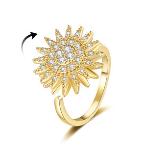 <b>Sunflower</b> Design Adjustable <b>Ring</b> Size Flexible Silver Plated Copper Cluster Open <b>Ring</b> Adjustable Size Wholesale Available - Product Image 2