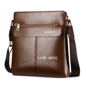 High Quality Custom Print Logo Waterproof <b>Soft</b> PU <b>Leather</b> Fashion Vintage Letter Pattern Messenger Shoulder <b>Bag</b> for Men - Product Image 2