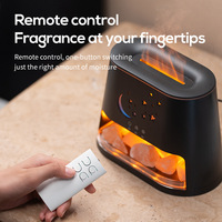 Diffuseur d'arômes Lampe de Sel Flamme Huile Essentielle Humidificateur d'Air Minuteur Télécommande Brume Froide Ultrasonique de Table pour Maison et Bureau