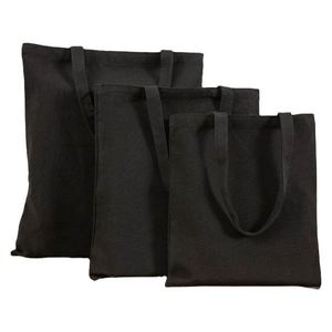 Bolsa de Compras de Lona Negra Sublimada de Alta Calidad, con Logotipo Impreso Personalizado, Reutilizable, Bolsa de Lona de Algodón Lisa - Product Image 1