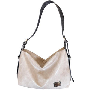 Sac fourre-tout en cuir souple pour femme, grande capacité, fermeture éclair, usage quotidien, couleur unie blanc et noir, collection automne 2025 - Product Image 4