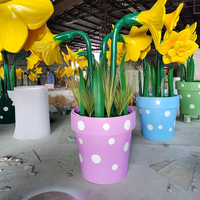Dekorasi Paskah OC DECORATION Bunga Daffodil Fiberglass dengan Pot Bunga 240cm Tahan Air Anti UV Anti Korosi Dekorasi Liburan Luar Ruangan